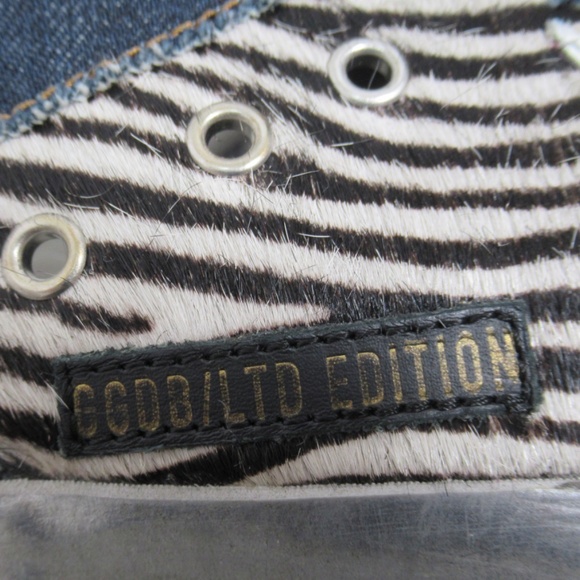 Golden Goose Limited Edition Super-Star Sneakers In Denim Zebra-Print 10 US - Picture 4 of 12